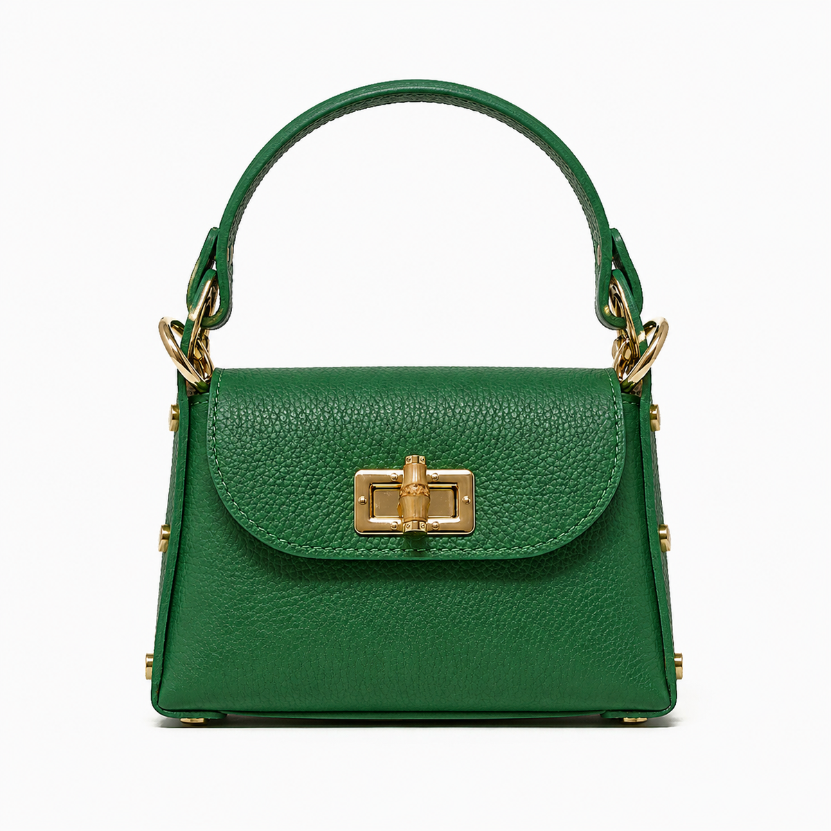 GF1075 GENUINE ITALIAN LEATHER  BAMBOO CLASP, CROSSBODY BAG