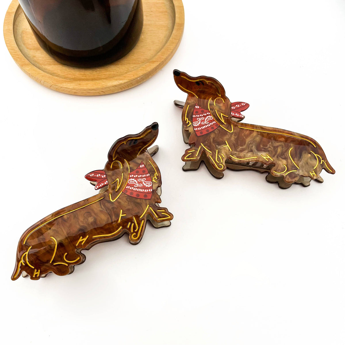 Cute Brown Dog Hair Claw Clip, Dachshund Hair Clip