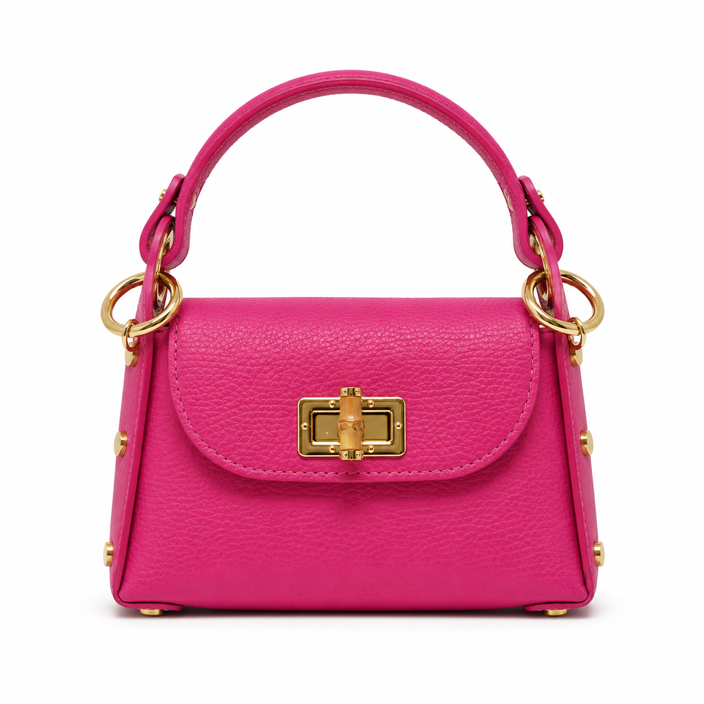GF1075 GENUINE ITALIAN LEATHER  BAMBOO CLASP, CROSSBODY BAG