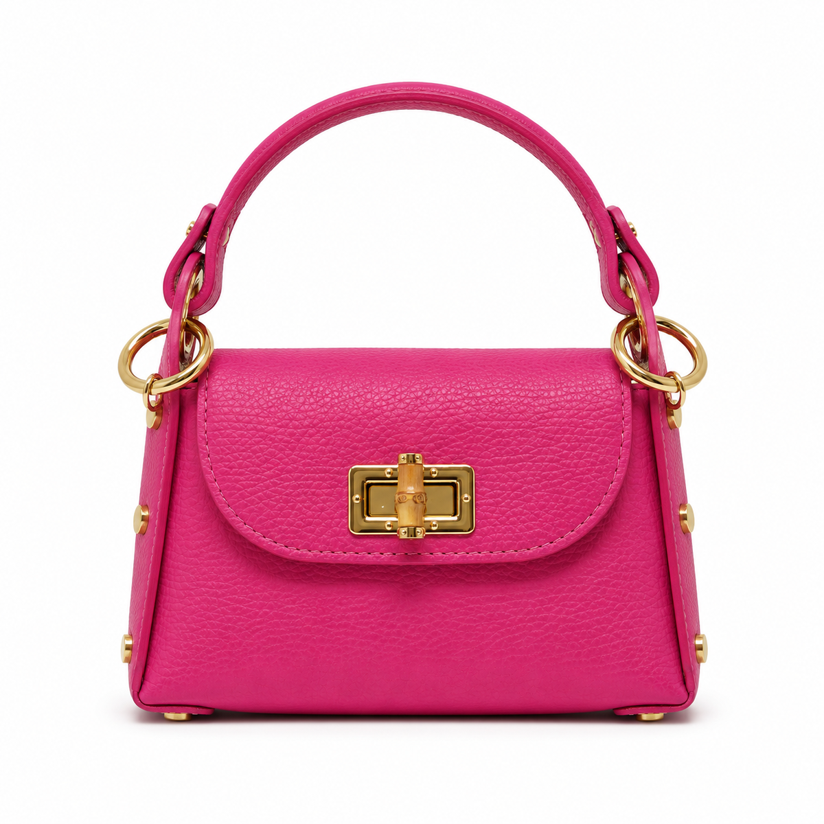 GF1075 GENUINE ITALIAN LEATHER  BAMBOO CLASP, CROSSBODY BAG