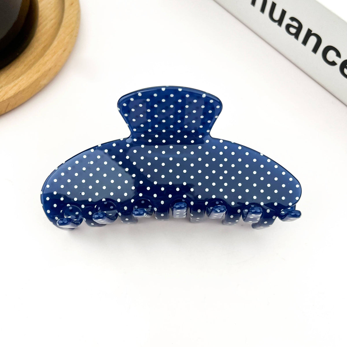 Polka Dot Semi-Circle Acetate Hair Claw Clip