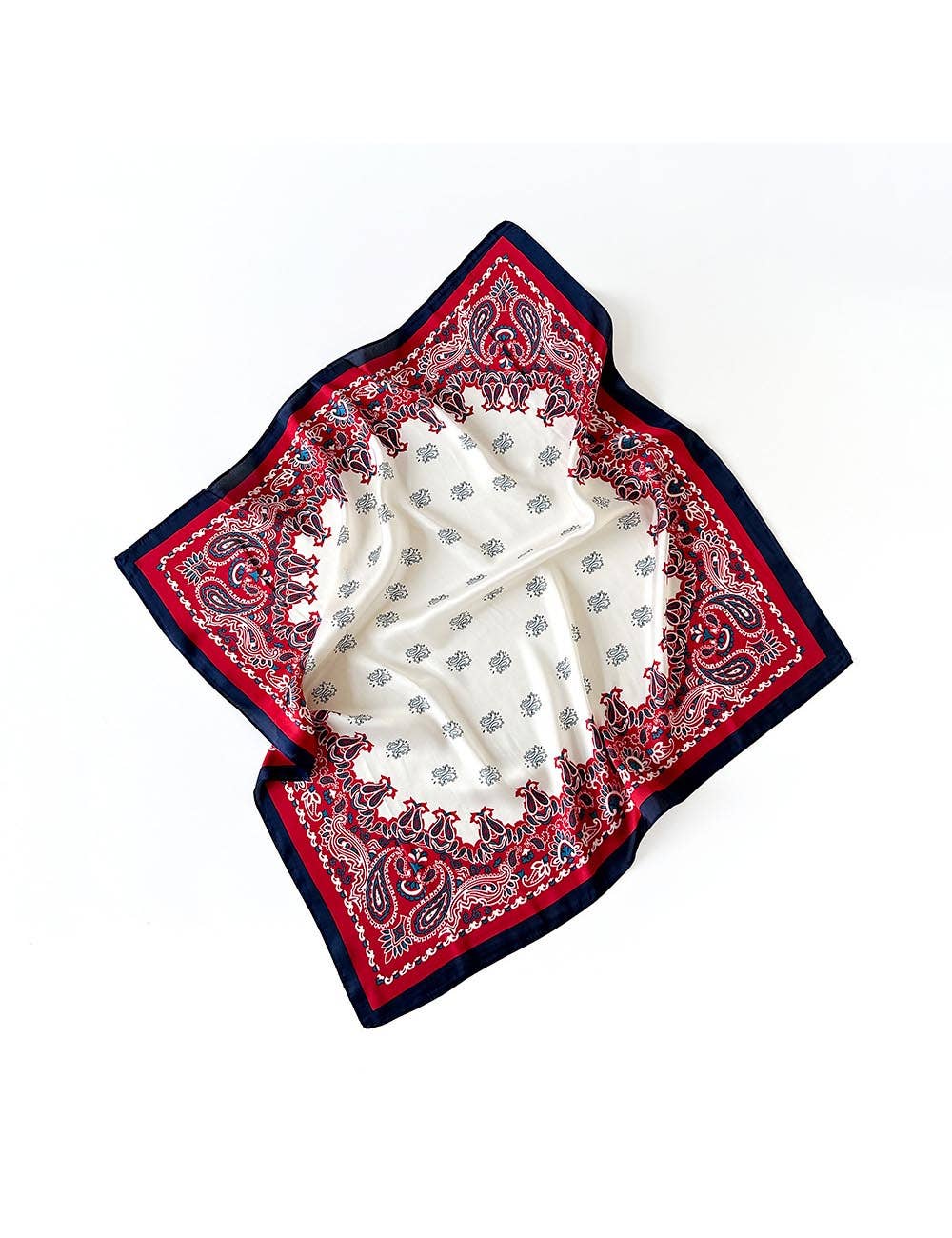 Simple Paisley Print Square Satin Scarf MK2BLW6W6NSI145: White