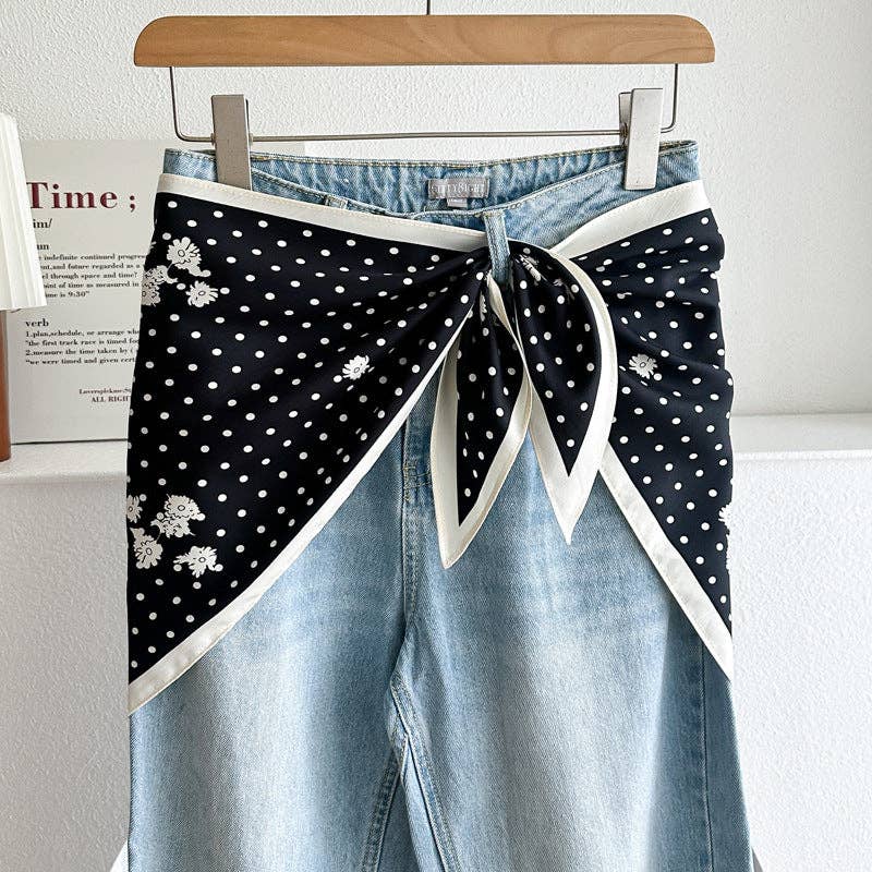 Minimalist Striped Cashew Waist Belt Silk Scarf