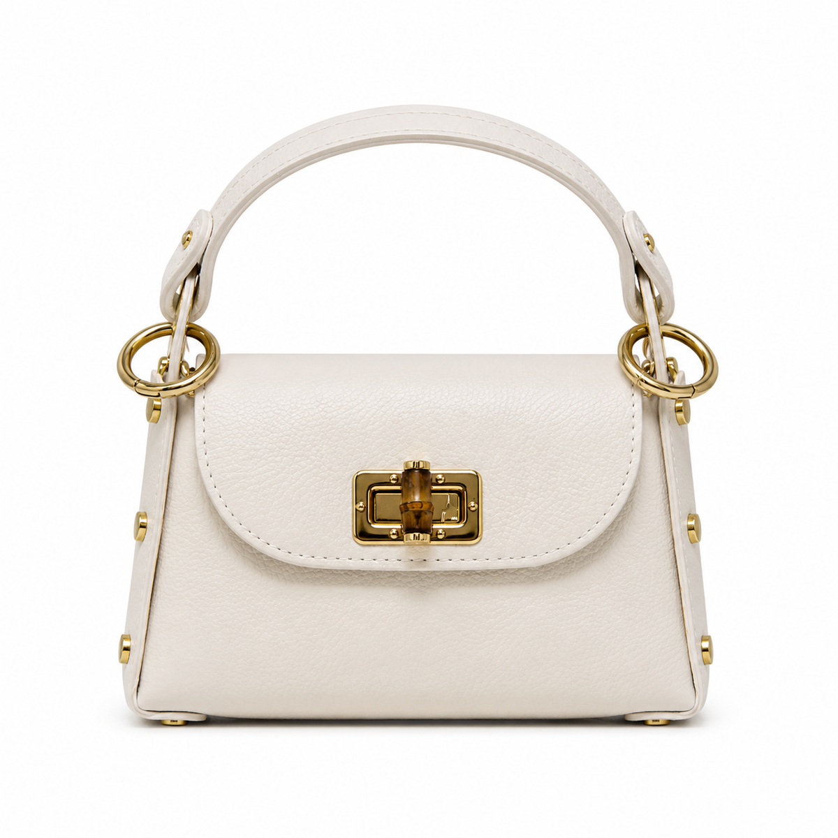GF1075 GENUINE ITALIAN LEATHER  BAMBOO CLASP, CROSSBODY BAG