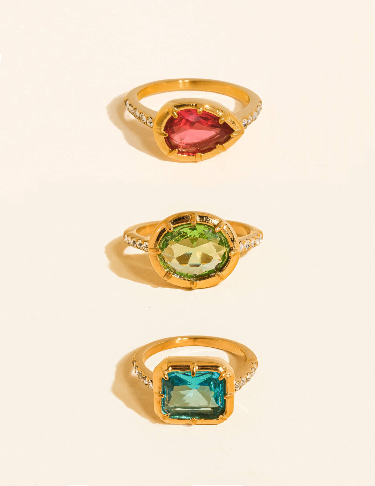 Verdet 18K Gold Non-Tarnish Gemstone Statement Ring