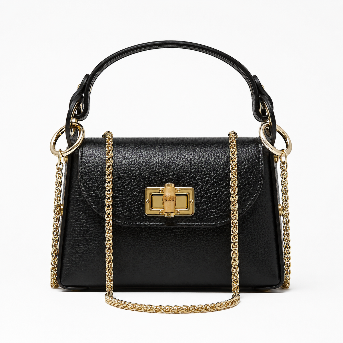 GF1075 GENUINE ITALIAN LEATHER  BAMBOO CLASP, CROSSBODY BAG