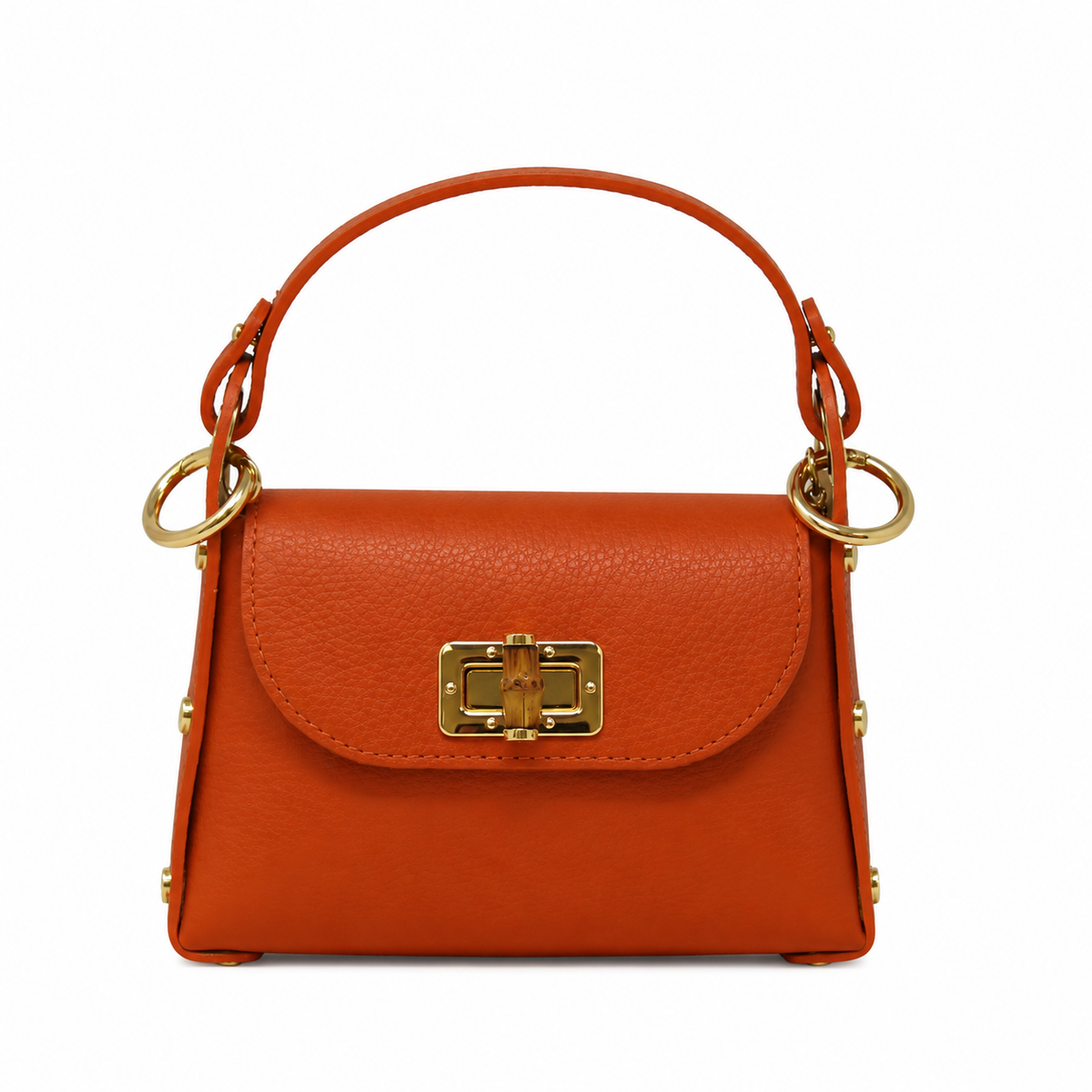 GF1075 GENUINE ITALIAN LEATHER  BAMBOO CLASP, CROSSBODY BAG