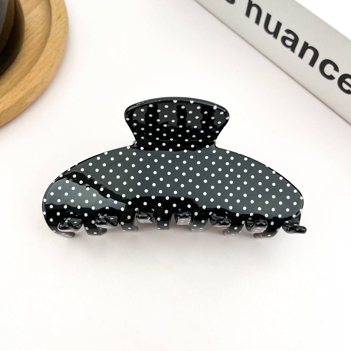Polka Dot Semi-Circle Acetate Hair Claw Clip