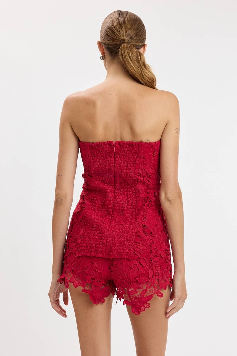FLORAL EMBROIDERED CURVY WAIST TUBE TOP & SHORTS