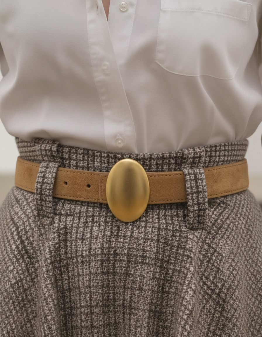 Suede Strap with Vertical Oval Buckle