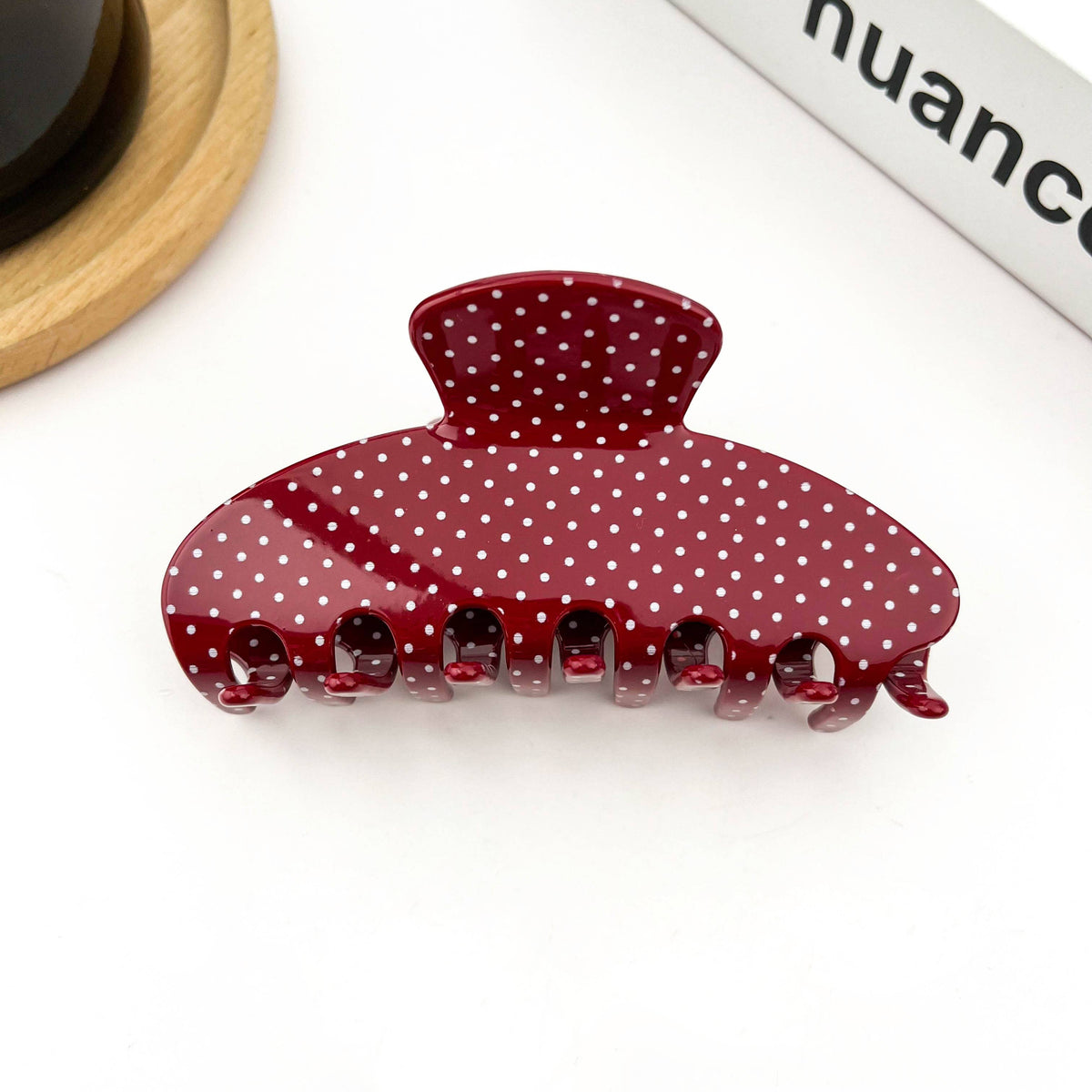 Polka Dot Semi-Circle Acetate Hair Claw Clip