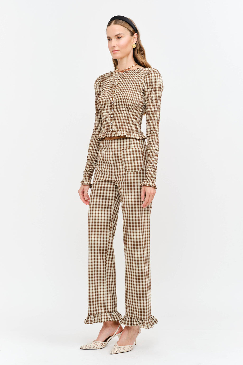 Ashton Top: Brown Gingham