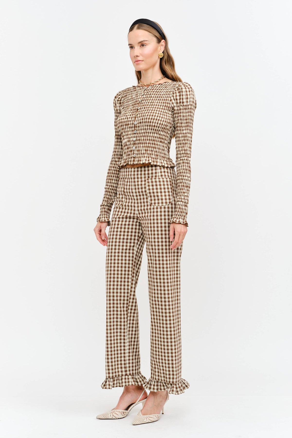 Ashton Top: Brown Gingham