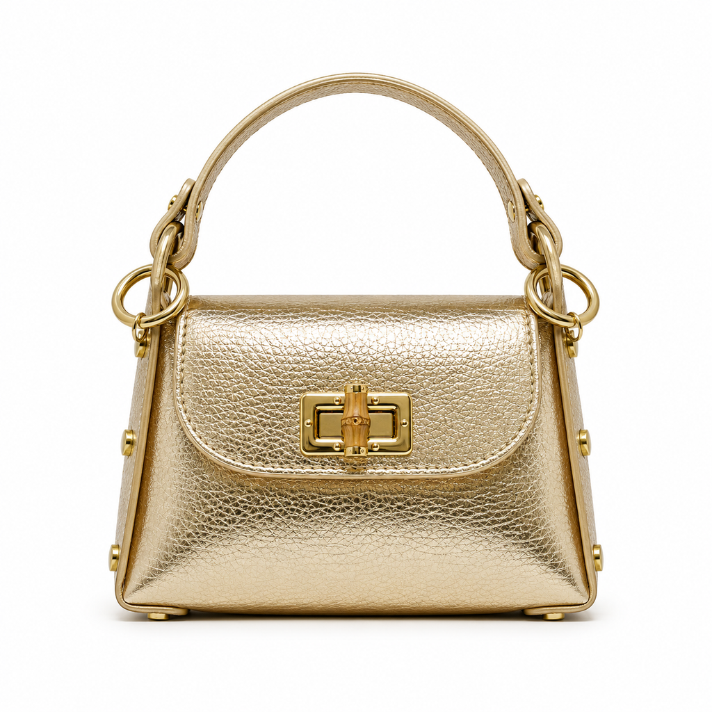 GF1075 GENUINE ITALIAN LEATHER  BAMBOO CLASP, CROSSBODY BAG