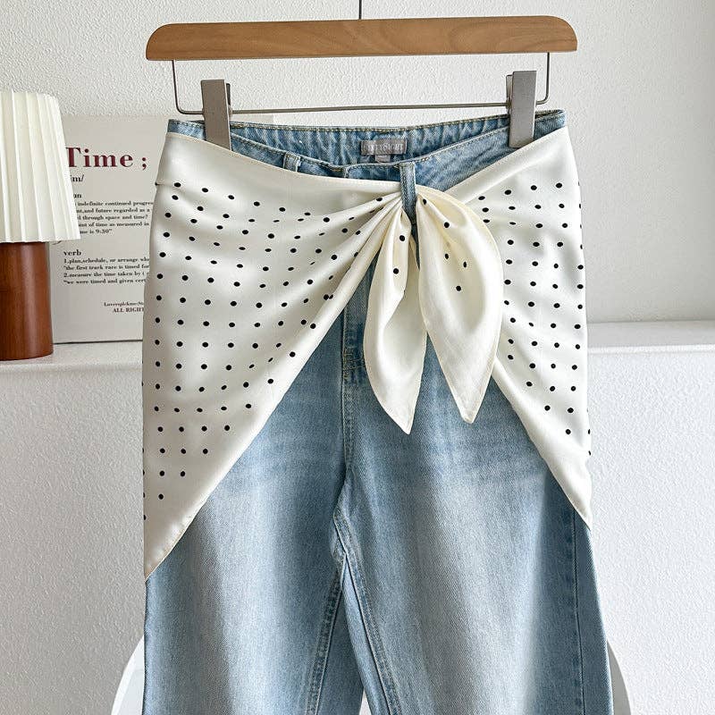 Minimalist Striped Cashew Waist Belt Silk Scarf