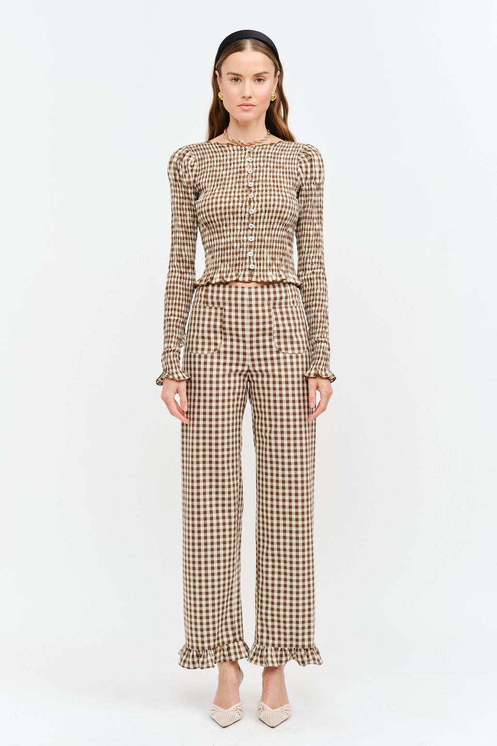 Ashton Top: Brown Gingham