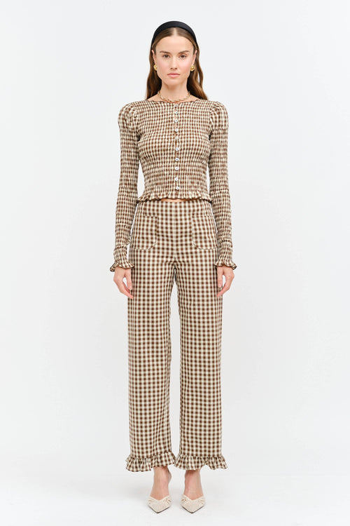Ashton Top: Brown Gingham