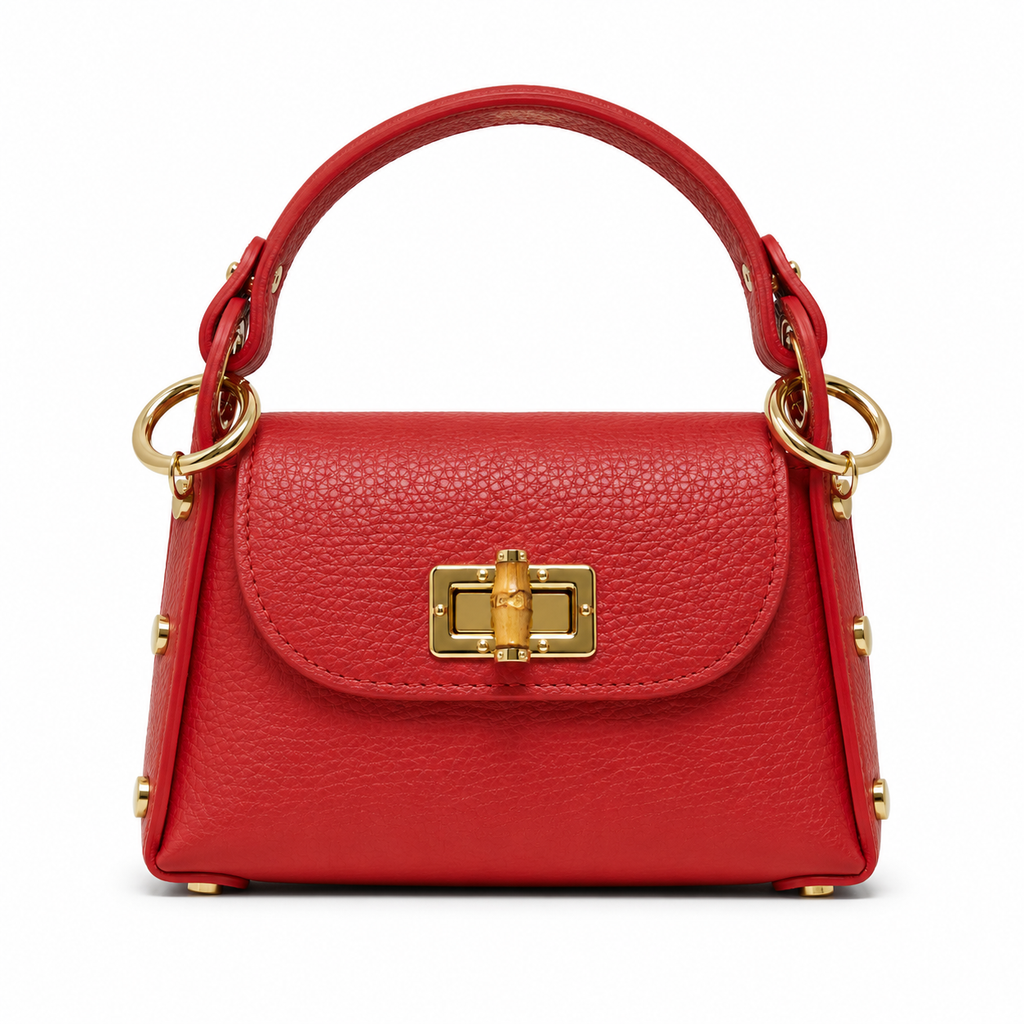 GF1075 GENUINE ITALIAN LEATHER  BAMBOO CLASP, CROSSBODY BAG