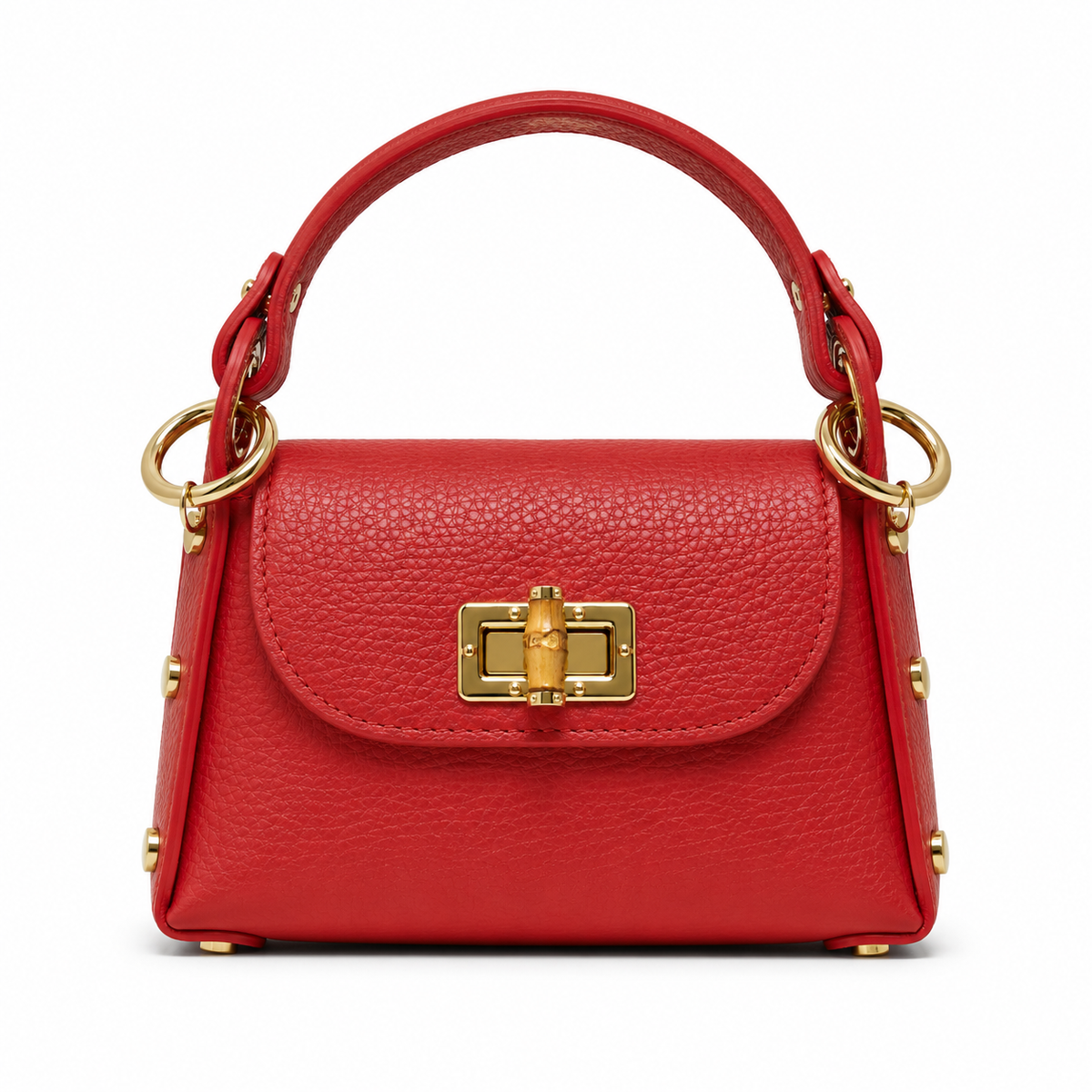 GF1075 GENUINE ITALIAN LEATHER  BAMBOO CLASP, CROSSBODY BAG