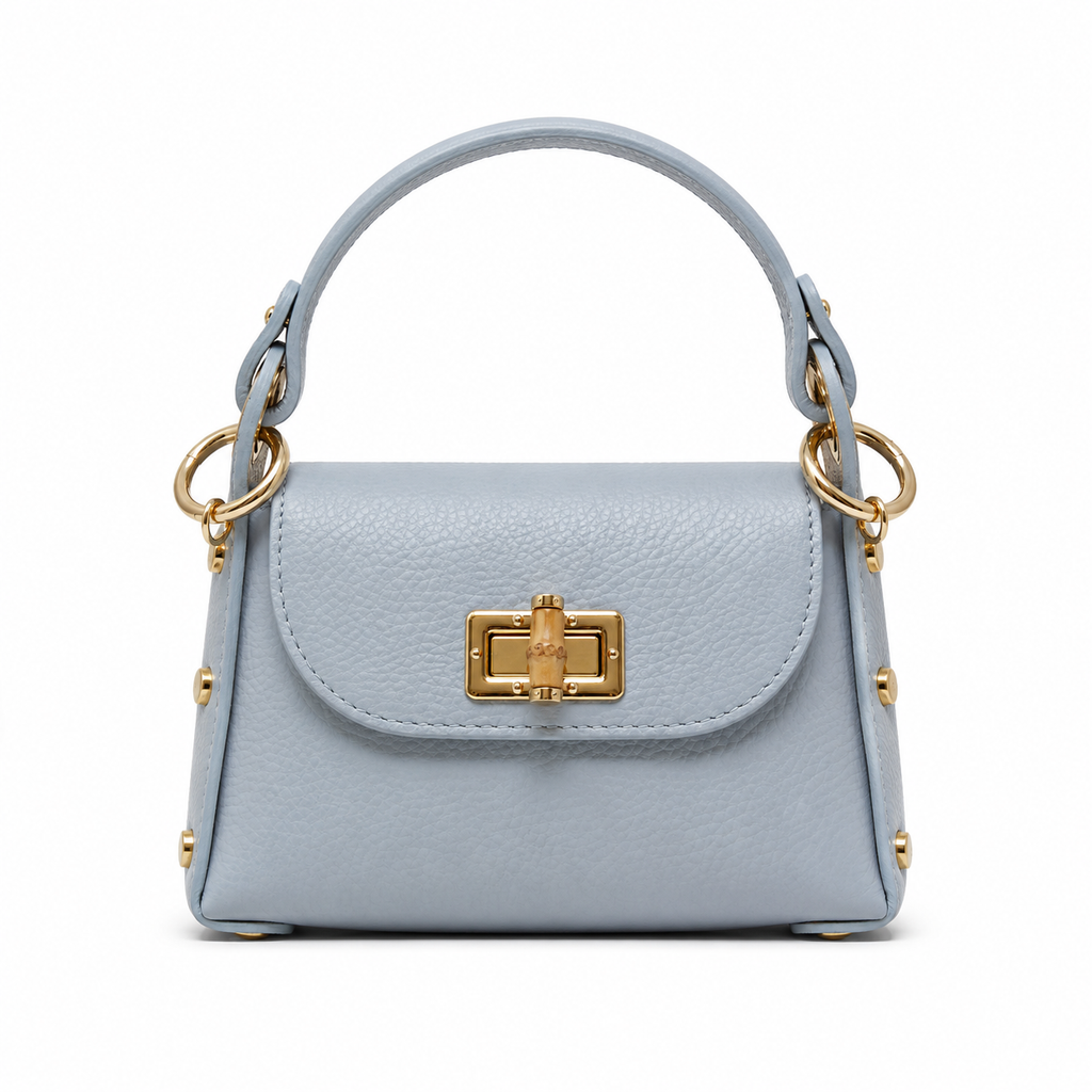 GF1075 GENUINE ITALIAN LEATHER  BAMBOO CLASP, CROSSBODY BAG