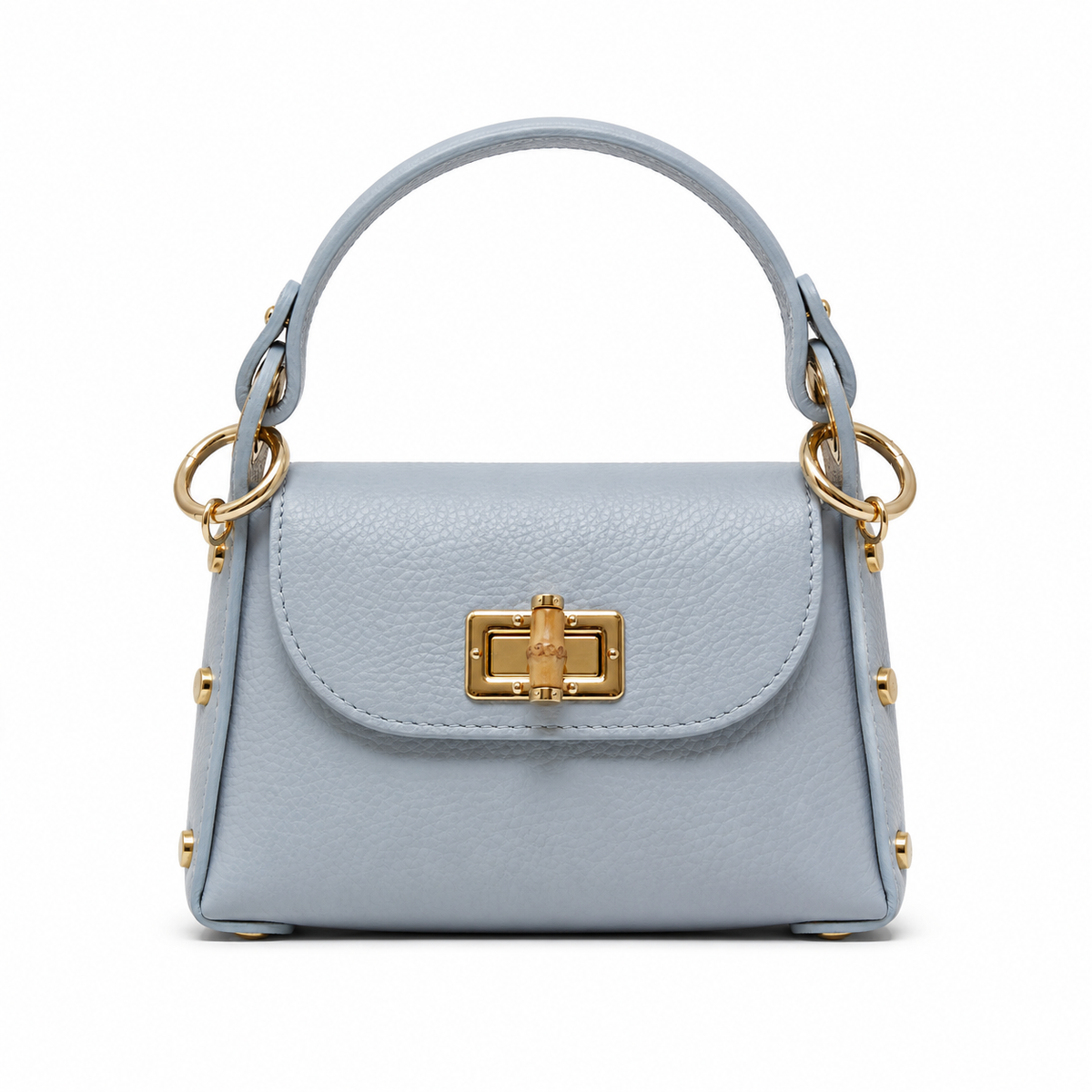 GF1075 GENUINE ITALIAN LEATHER  BAMBOO CLASP, CROSSBODY BAG