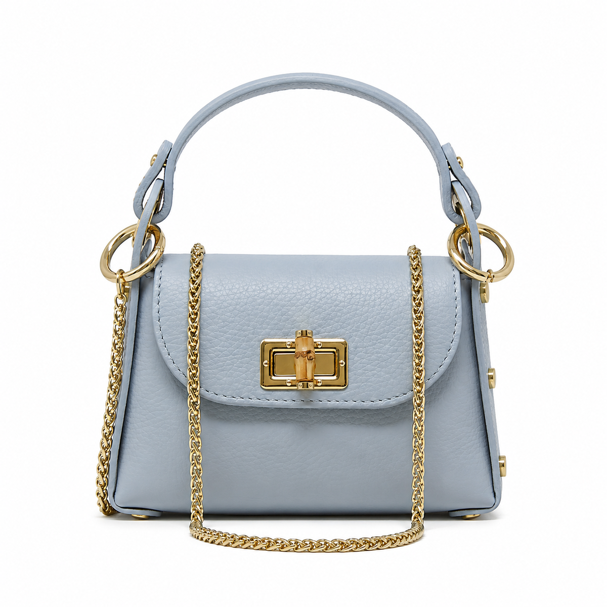 GF1075 GENUINE ITALIAN LEATHER  BAMBOO CLASP, CROSSBODY BAG