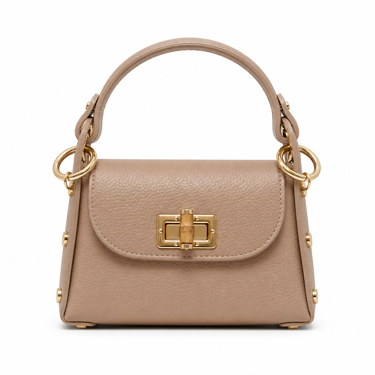 GF1075 GENUINE ITALIAN LEATHER  BAMBOO CLASP, CROSSBODY BAG