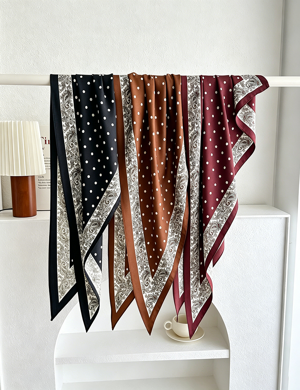 Minimalist Striped Cashew Waist Belt Silk Scarf