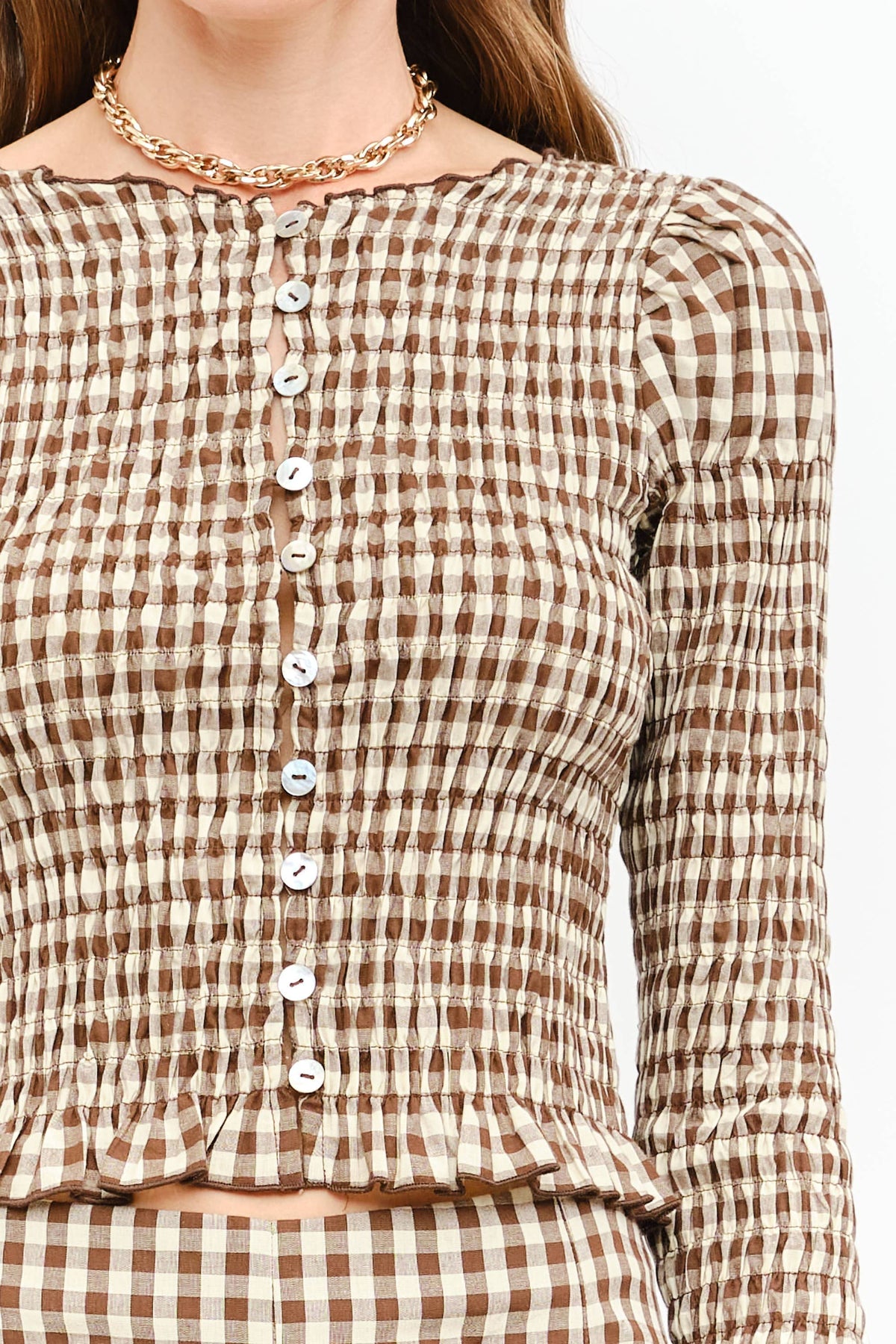 Ashton Top: Brown Gingham