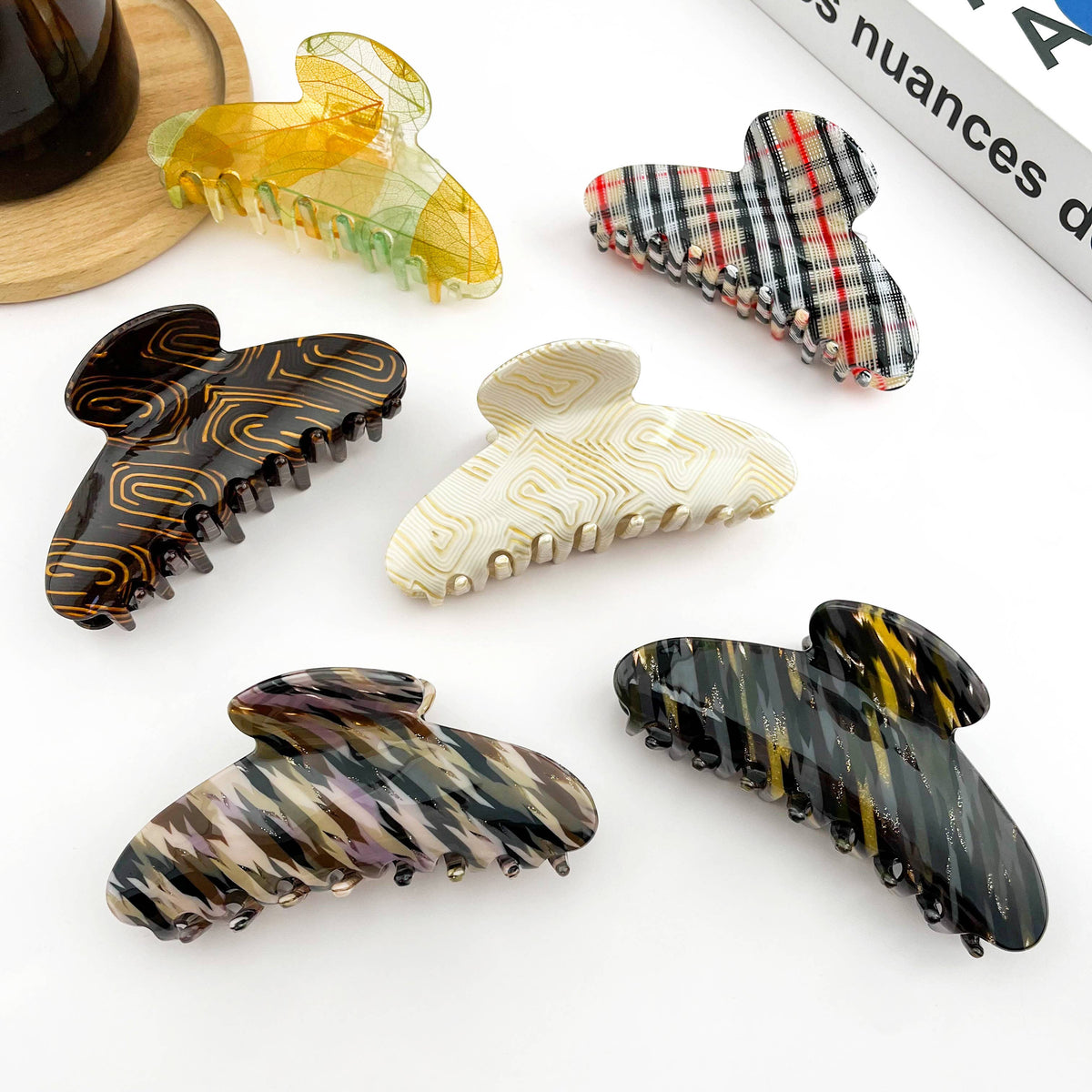 Classic Textured Acetate Hair Claw Clip, Elegant Hair Clip