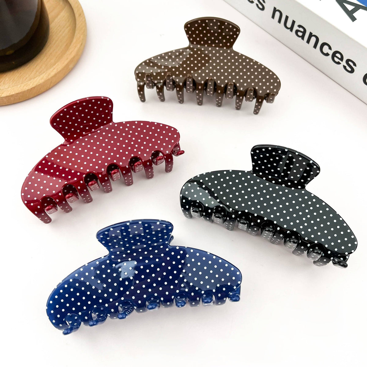 Polka Dot Semi-Circle Acetate Hair Claw Clip
