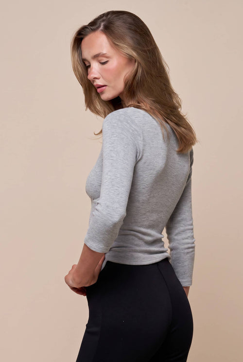 3/4 Sleeve V Neck Knit Top