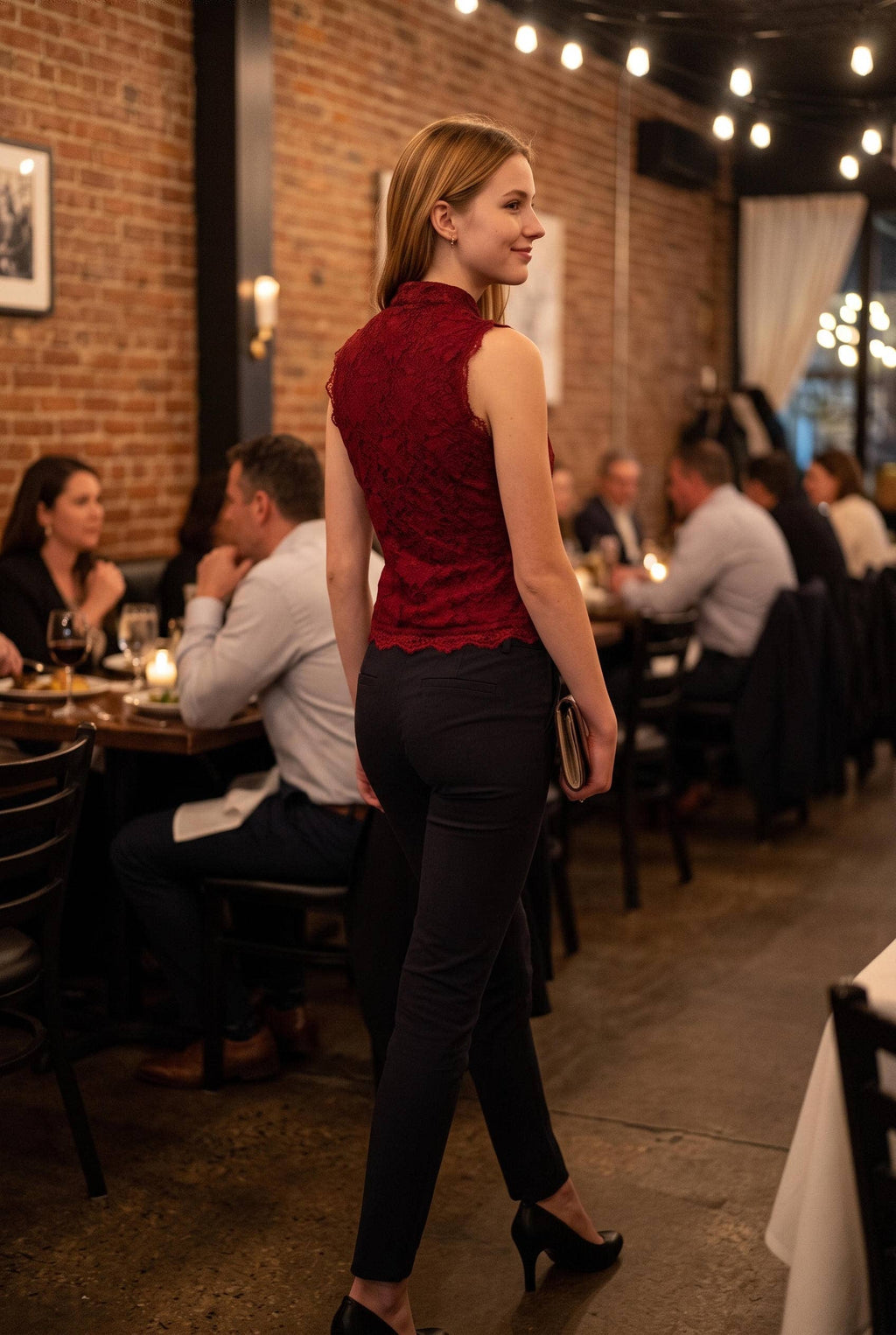 Lace Cheongsam-Inspired Sleeveless Top