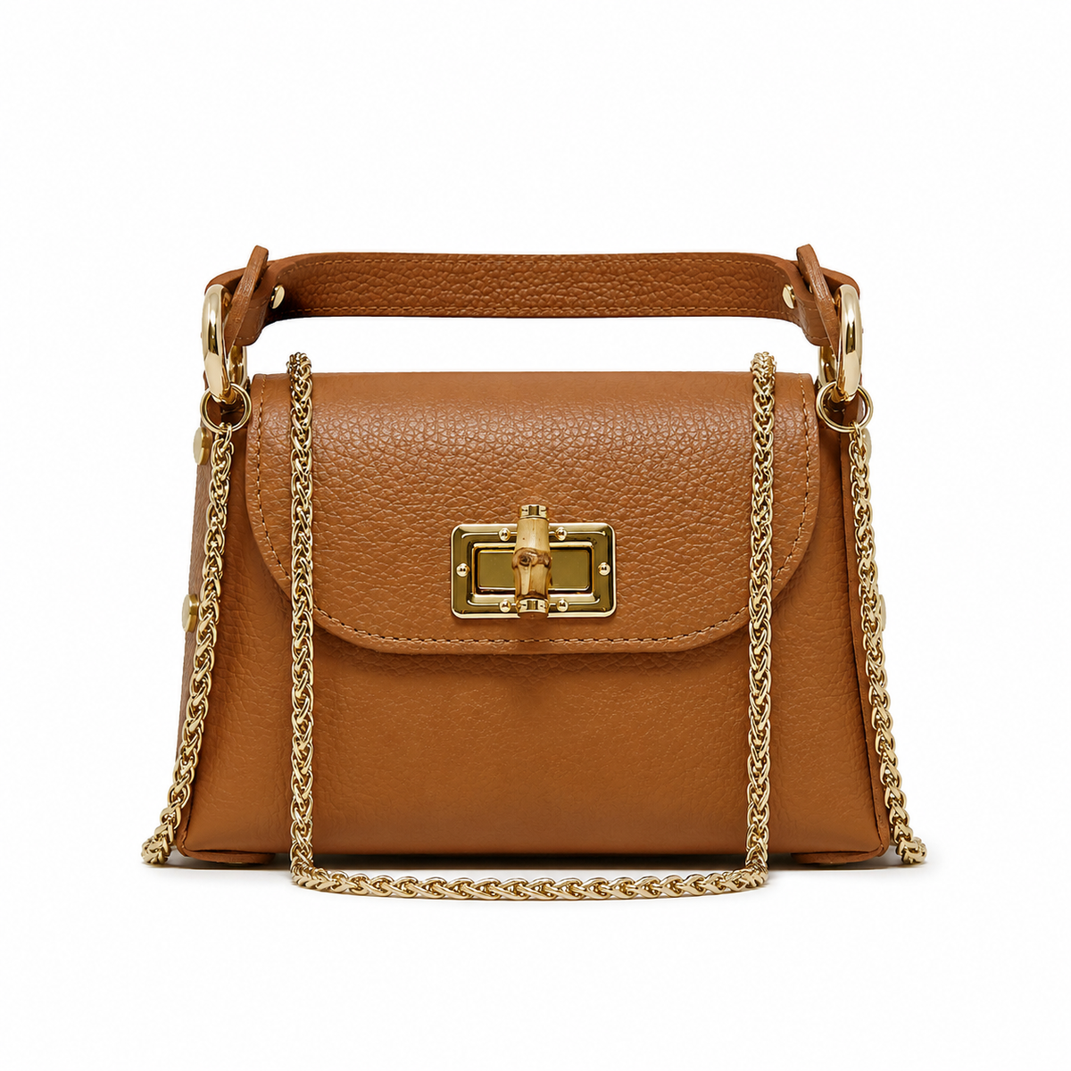 GF1075 GENUINE ITALIAN LEATHER  BAMBOO CLASP, CROSSBODY BAG