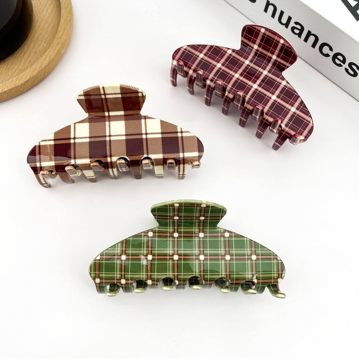 Vintage Plaid Hair Claw Clip, Festive Style Hair Clip
