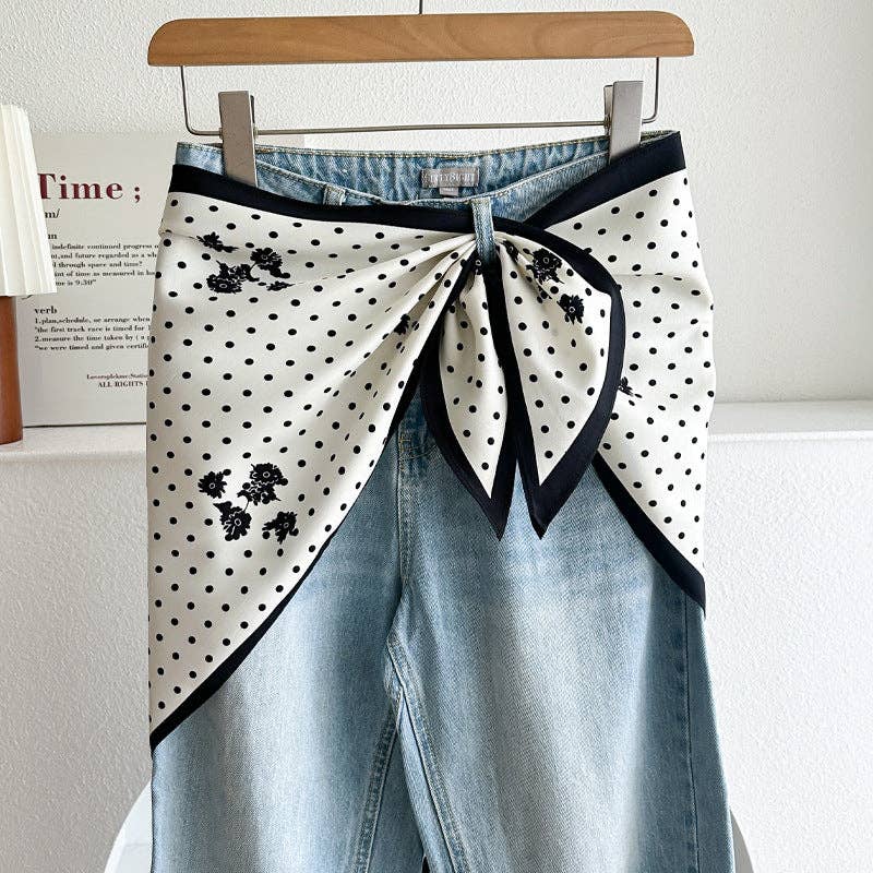 Minimalist Striped Cashew Waist Belt Silk Scarf