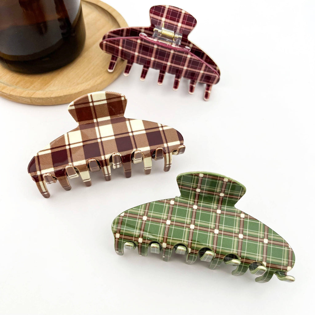 Vintage Plaid Hair Claw Clip, Festive Style Hair Clip