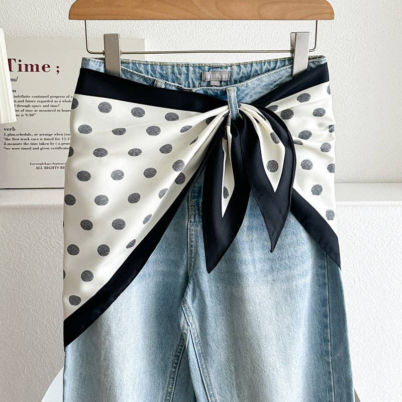 Minimalist Striped Cashew Waist Belt Silk Scarf