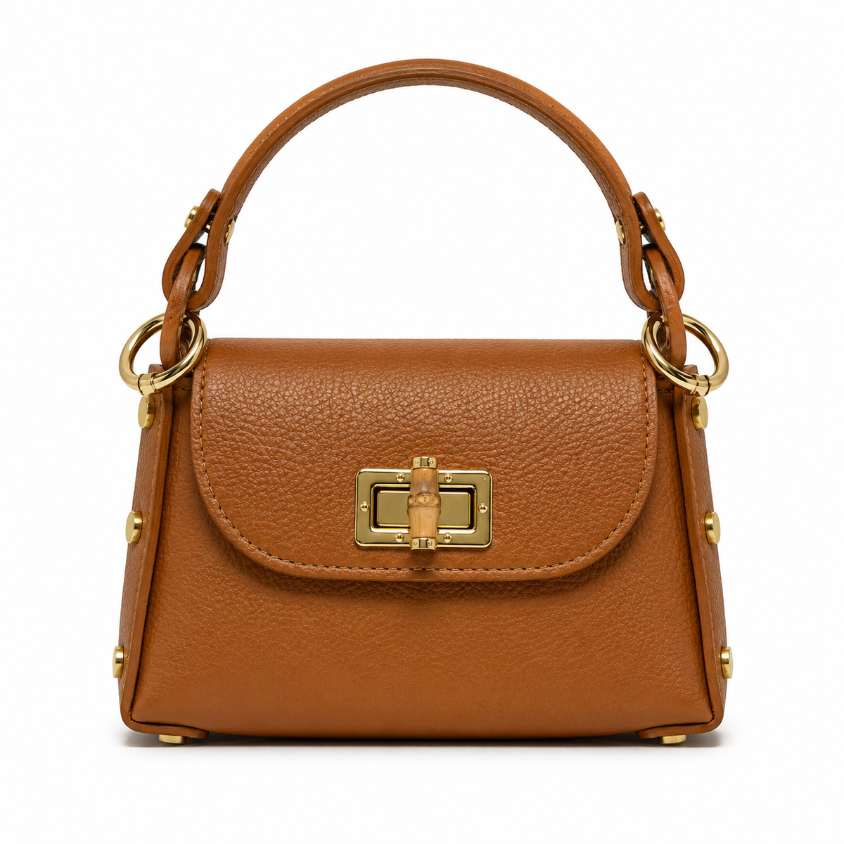 GF1075 GENUINE ITALIAN LEATHER  BAMBOO CLASP, CROSSBODY BAG