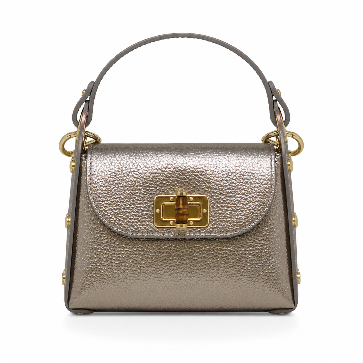 GF1075 GENUINE ITALIAN LEATHER  BAMBOO CLASP, CROSSBODY BAG