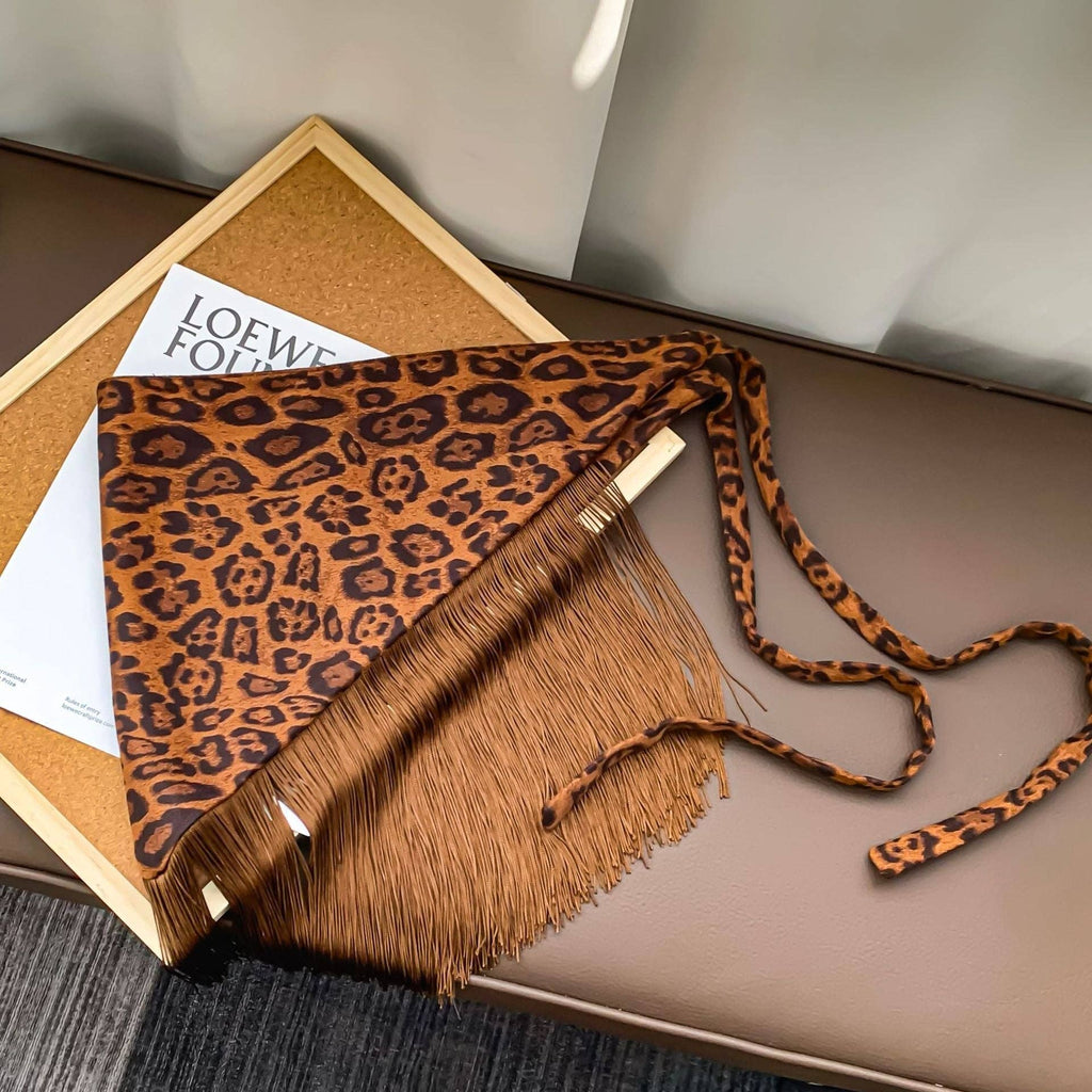 Retro Leopard Print Tassel Triangle Belt Hip Scarf MK2BLW6W1SL03