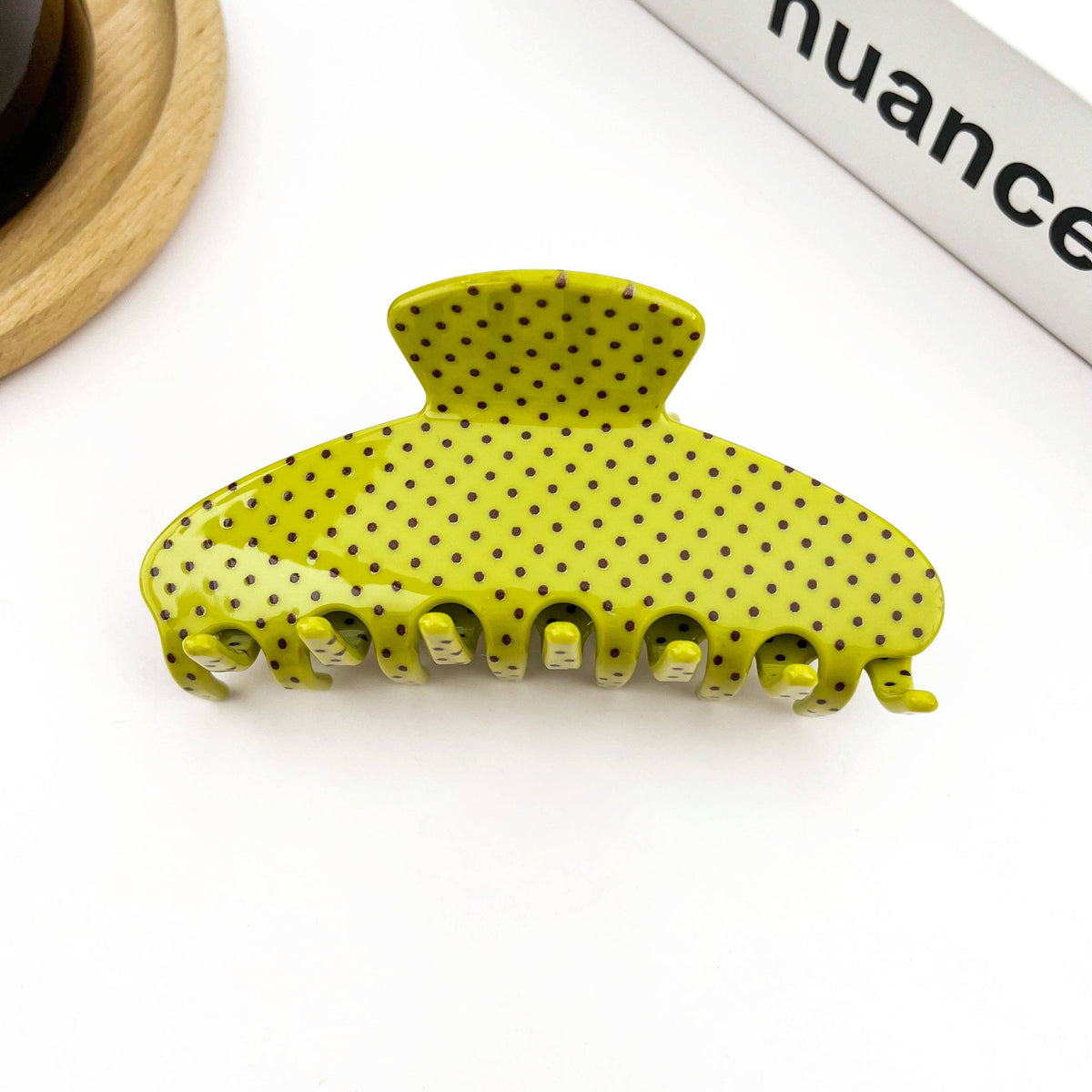 Polka Dot Semi-Circle Acetate Hair Claw Clip