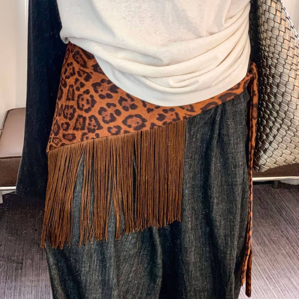 Retro Leopard Print Tassel Triangle Belt Hip Scarf MK2BLW6W1SL03
