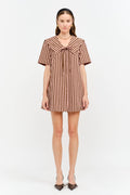 Freya Dress: Pale Pink Stripes