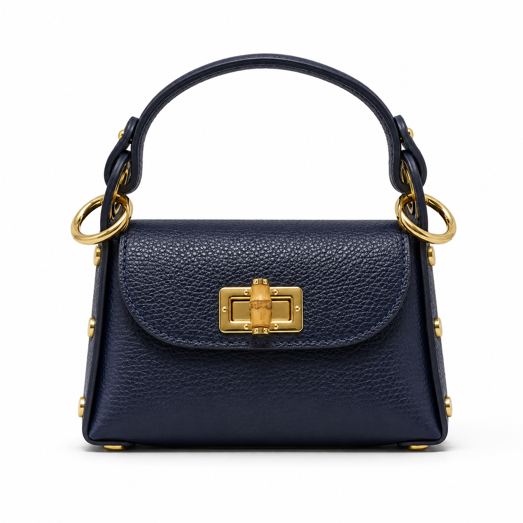 GF1075 GENUINE ITALIAN LEATHER  BAMBOO CLASP, CROSSBODY BAG
