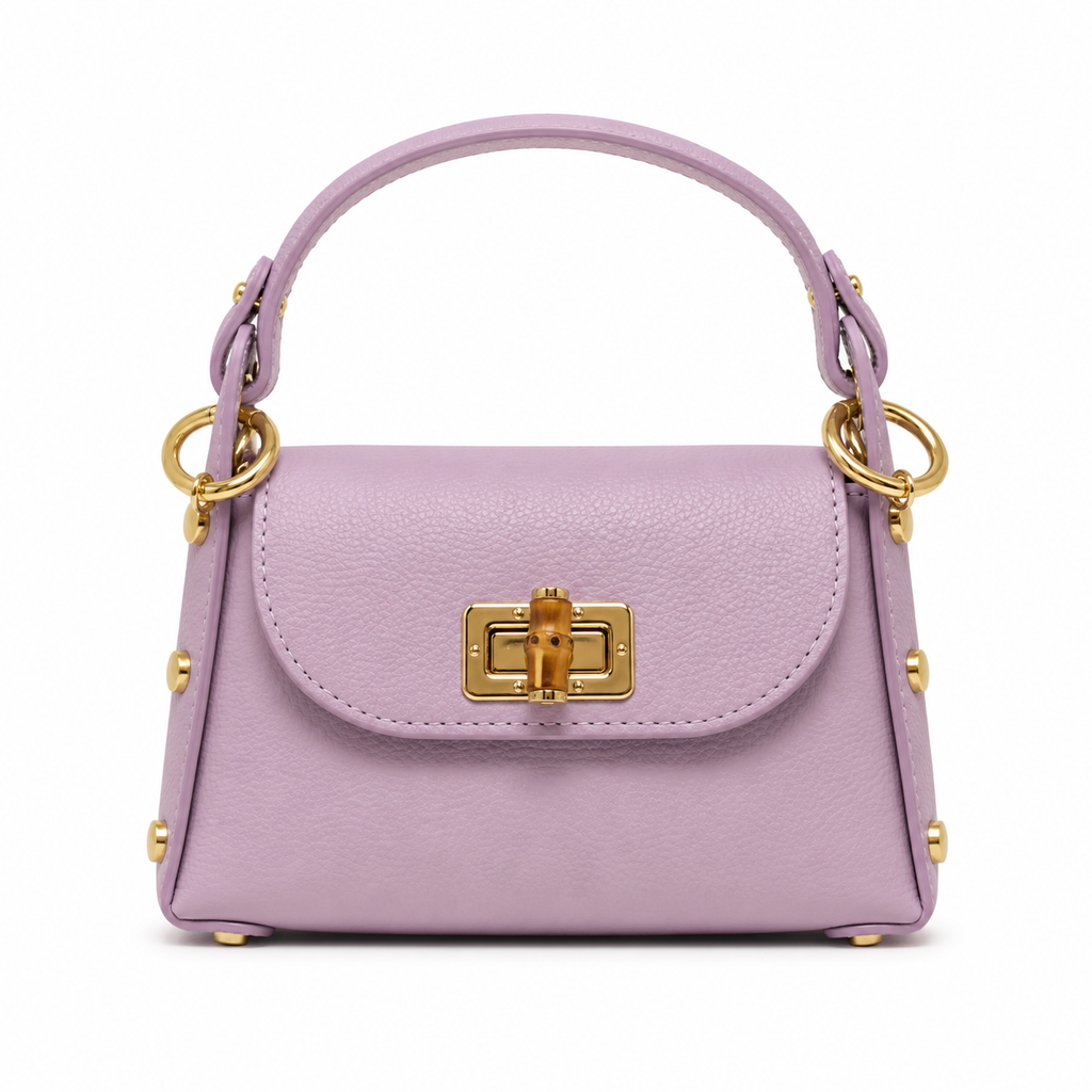 GF1075 GENUINE ITALIAN LEATHER  BAMBOO CLASP, CROSSBODY BAG