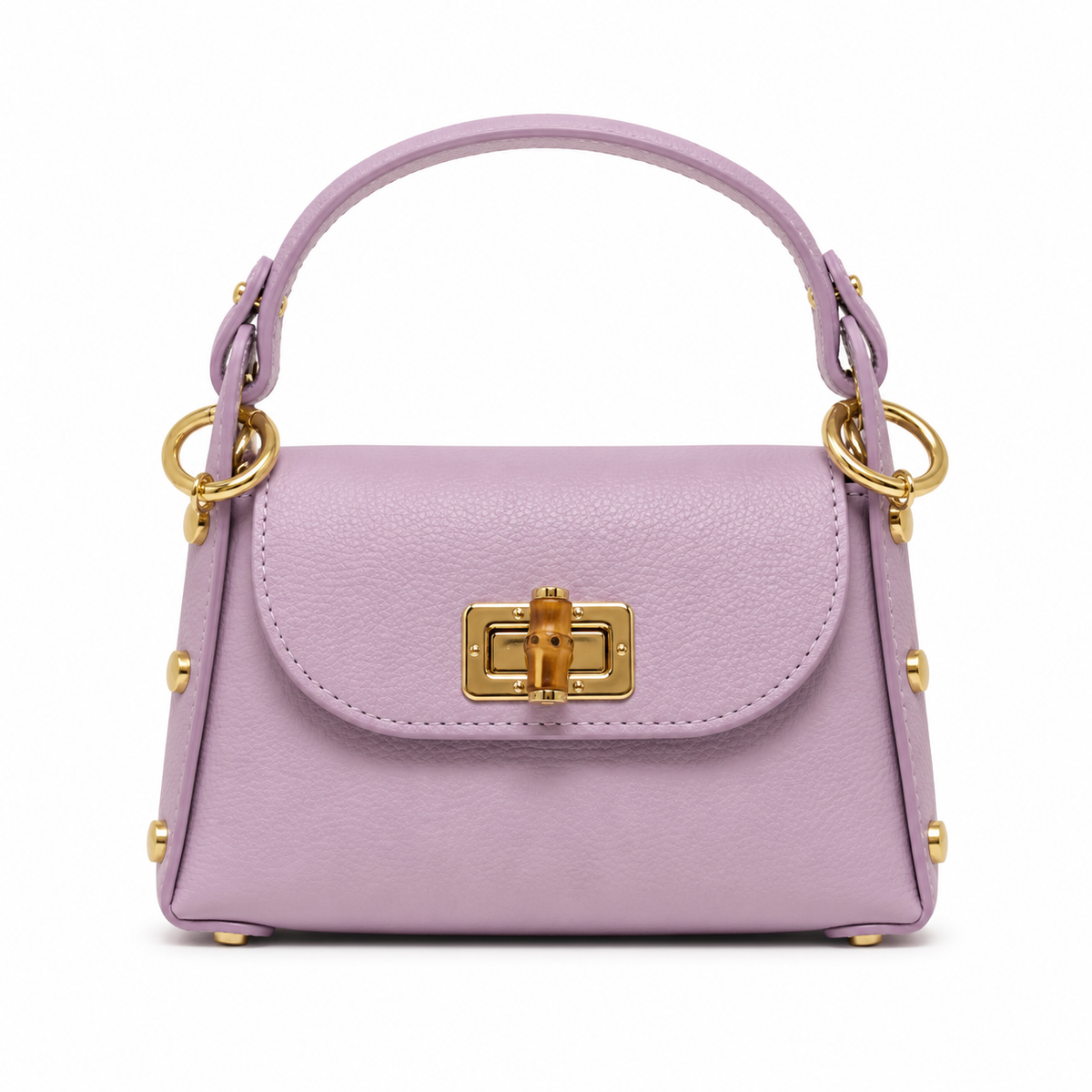 GF1075 GENUINE ITALIAN LEATHER  BAMBOO CLASP, CROSSBODY BAG