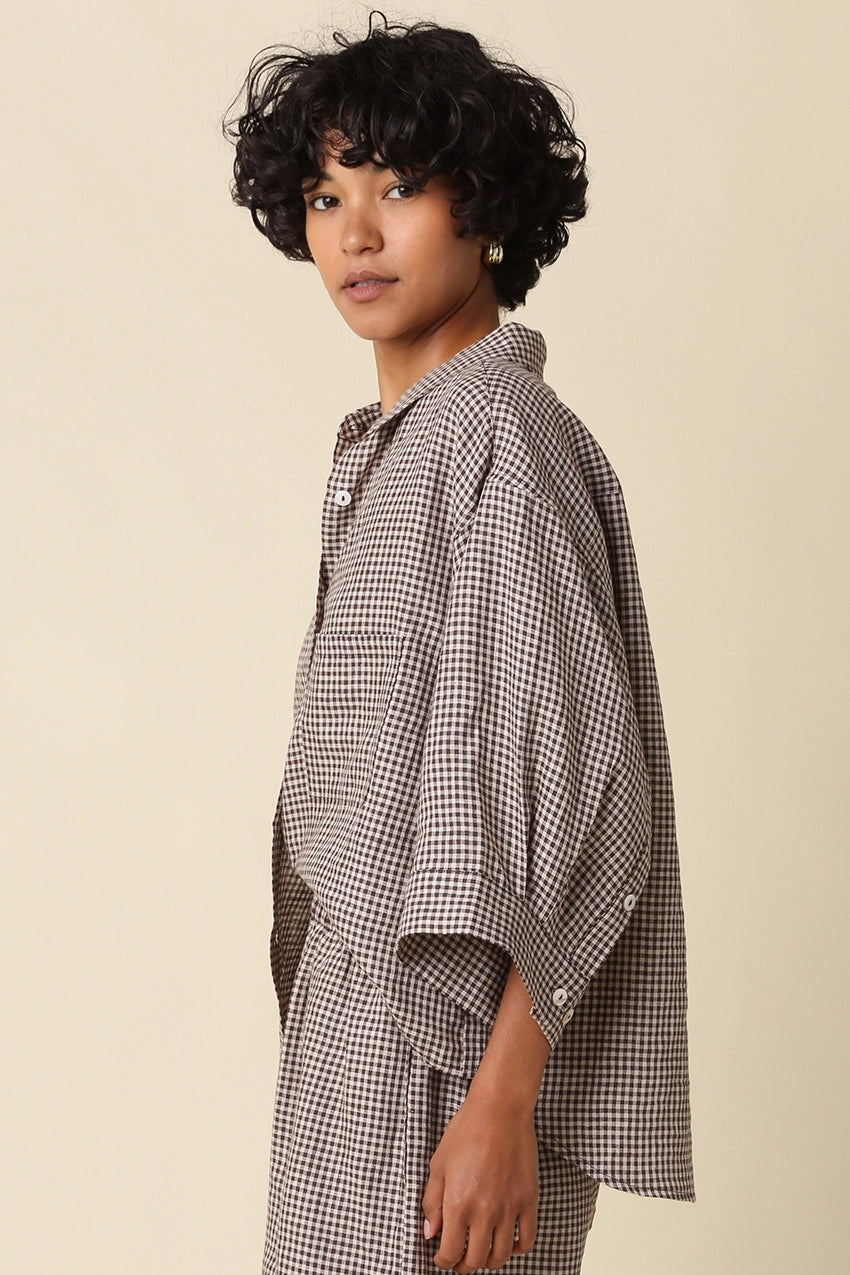 GABI GINGHAM LINEN SHIRT