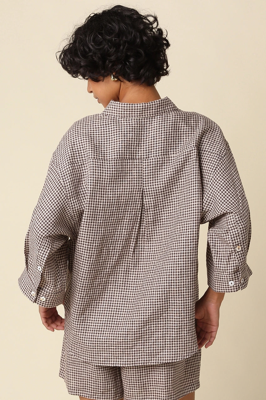 GABI GINGHAM LINEN SHIRT