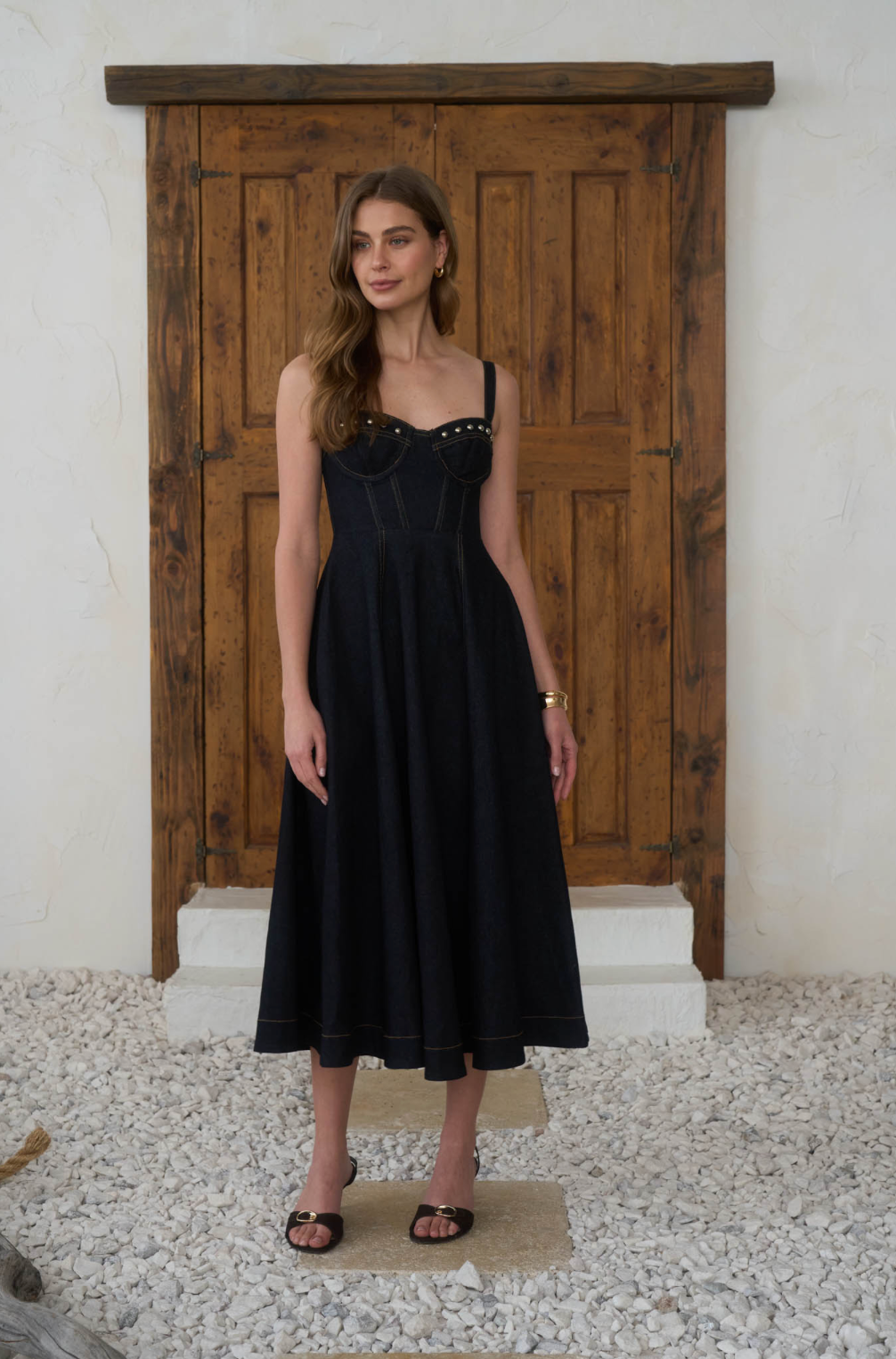 CORSET DENIM MIDI